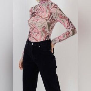 grey lab los angeles printed mesh turtle neck